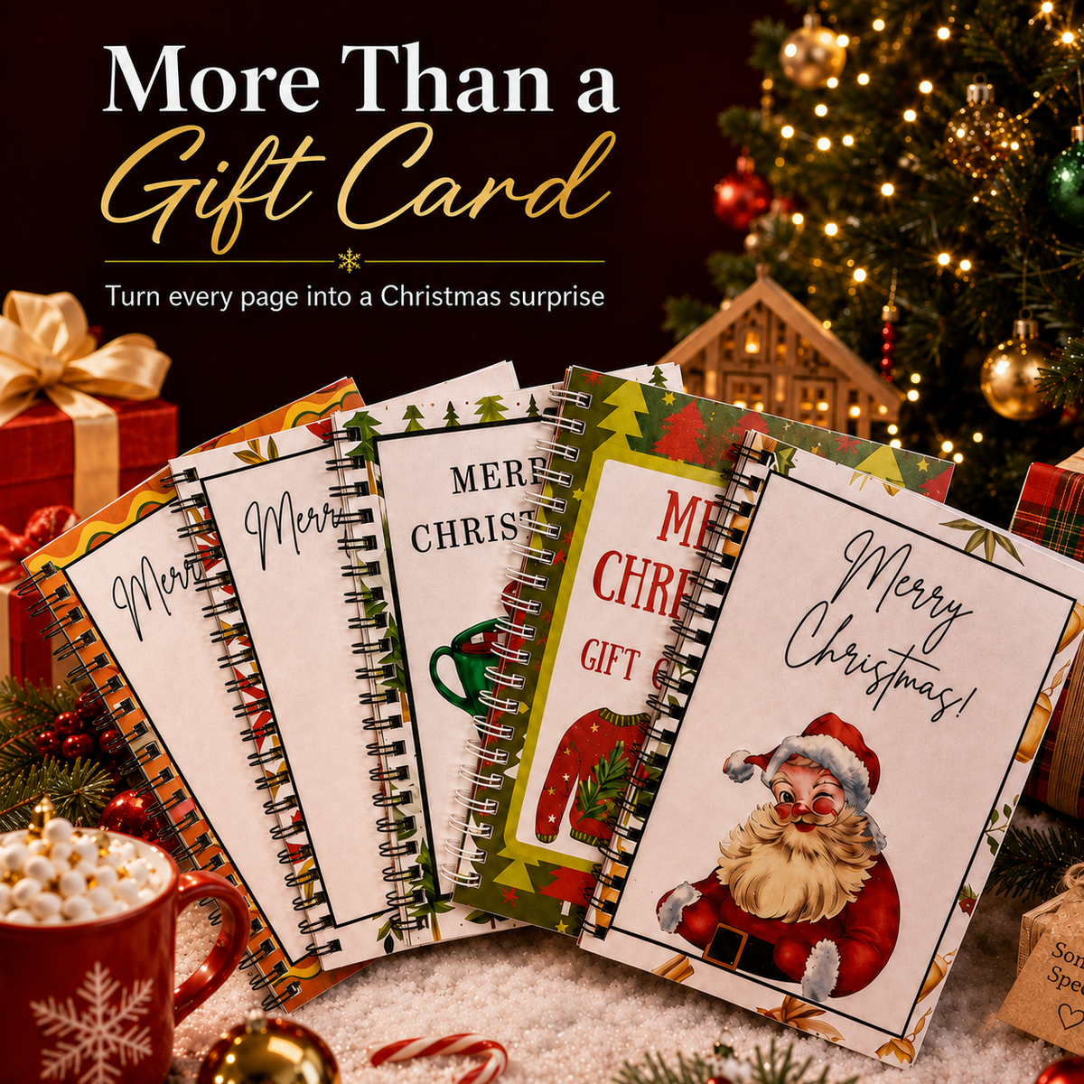 Christmas Gift Card -Book -Surprises On Every Page Hardcover & Durability Line