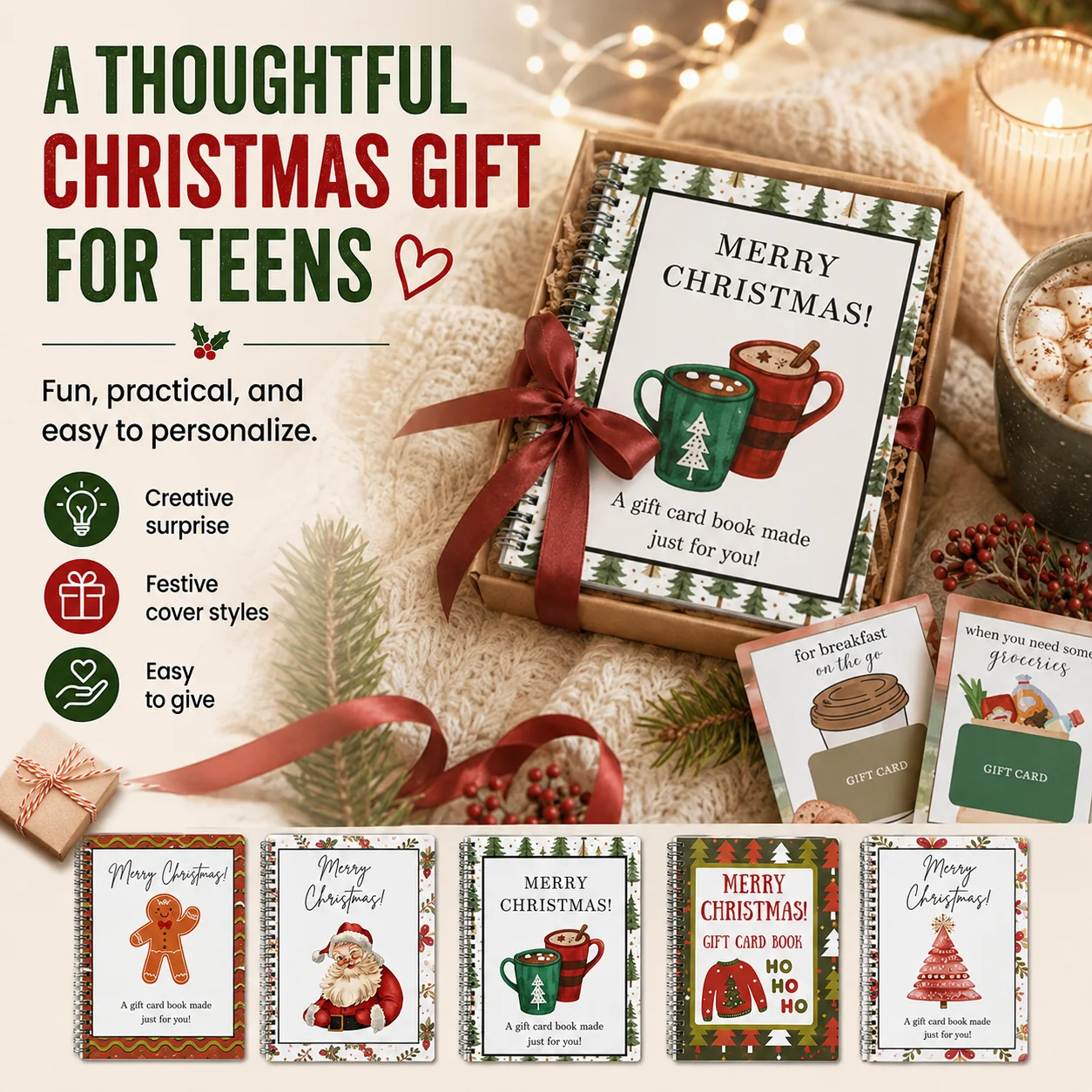 Christmas Gift Card -Book -Surprises On Every Page Hardcover & Durability Line